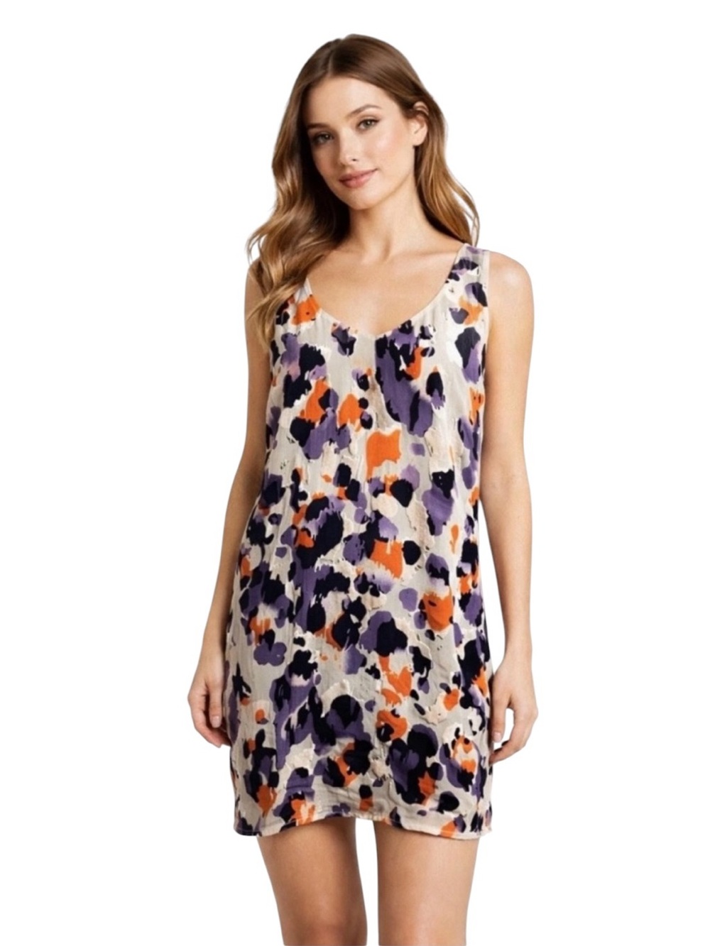 CAbi Sleeveless Floral Velvet Burnout Abstract Floral Dress | size Small